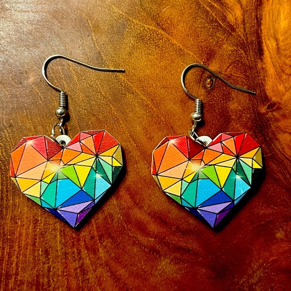 Jewelry - Rainbow Heart Earrings. Happy Pride! 🌈